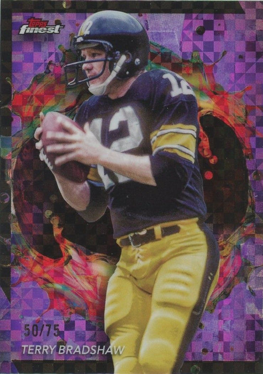 Terry Bradshaw 2024 Topps Finest Purple Checkerboard #50/75 #237