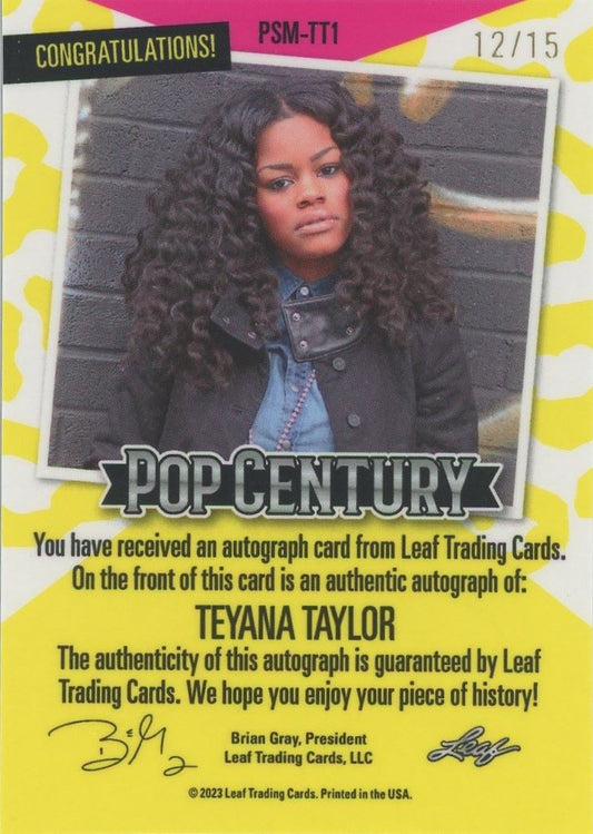 Teyana Taylor 2023 Leaf Metal Pop Century Pro Set Music Blue Auto #12/15