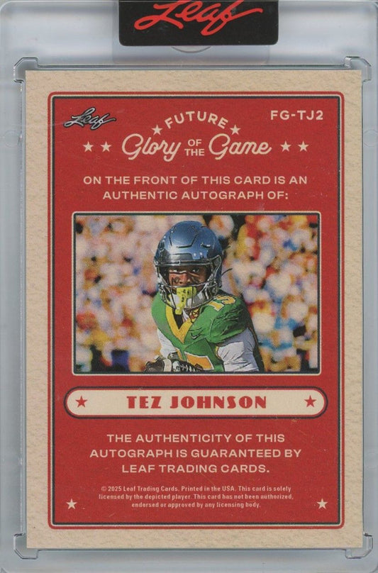 Tez Johnson 2025 Leaf Glory of The Game Platinum Auto #50/99 #FG-TJ2