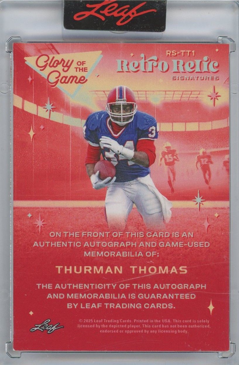 Thurman Thomas 2025 Leaf Glory of the Game Patch Auto #21/25 #RS-TT1