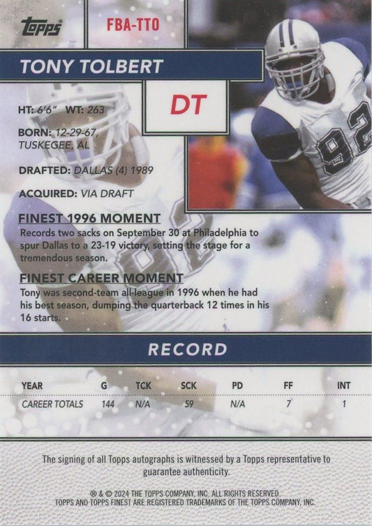 Tony Tolbert 2024 Topps Finest Flashback Auto #FBA-TTO
