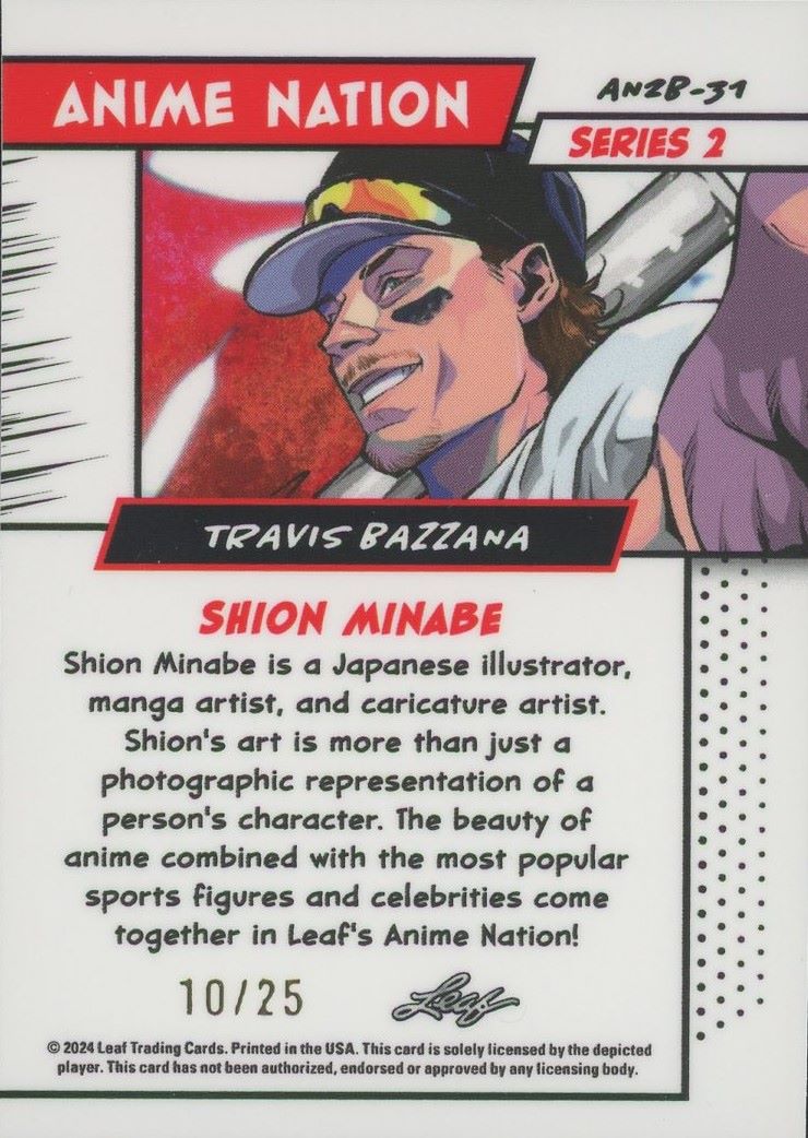 Travis Bazzana 2024 Leaf Metal Anime Nation Red #10/25 #AN2B-31