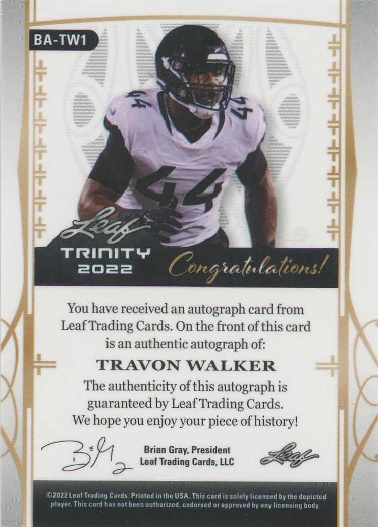 Travon Walker 2022 Leaf Trinity Green XRC #18/20 #BA-TW1