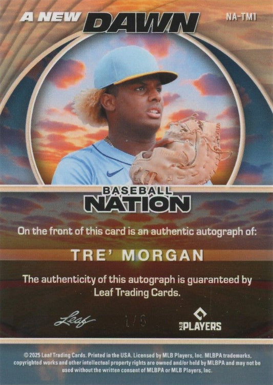 2025 Leaf Baseball Nation Tre’ Morgan Pink Sparkle Auto #1/6 #NA-TM1