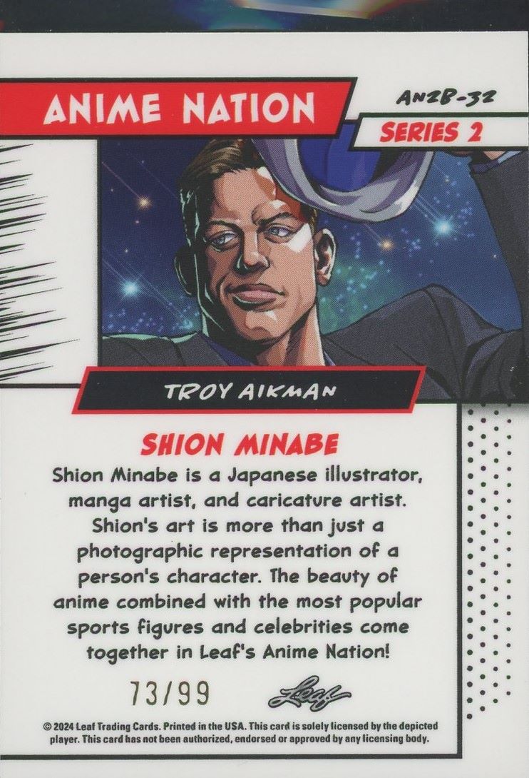 Troy Aikman 2024 Leaf Metal Anime Nation Silver Prismatic #73/99 #AN2B-32
