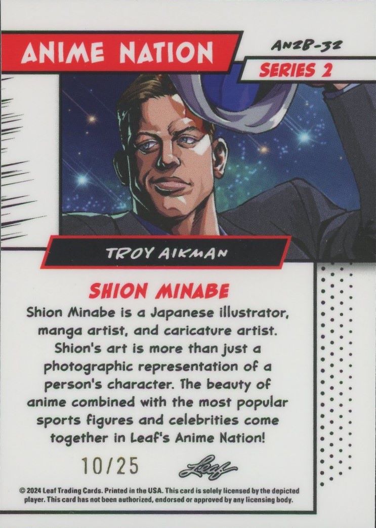 Troy Aikman 2024 Leaf Metal Anime Nation Series 2 Red #10/25 #AN2B-32