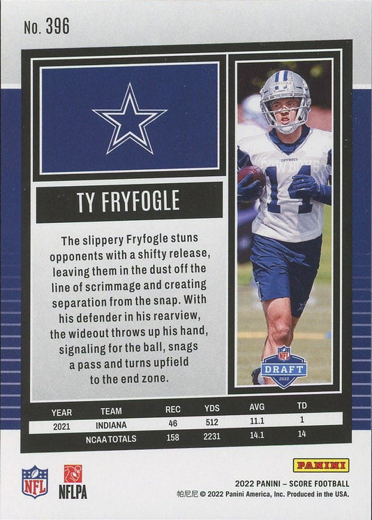 2022 Score Ty Fryfogle Rookie #396