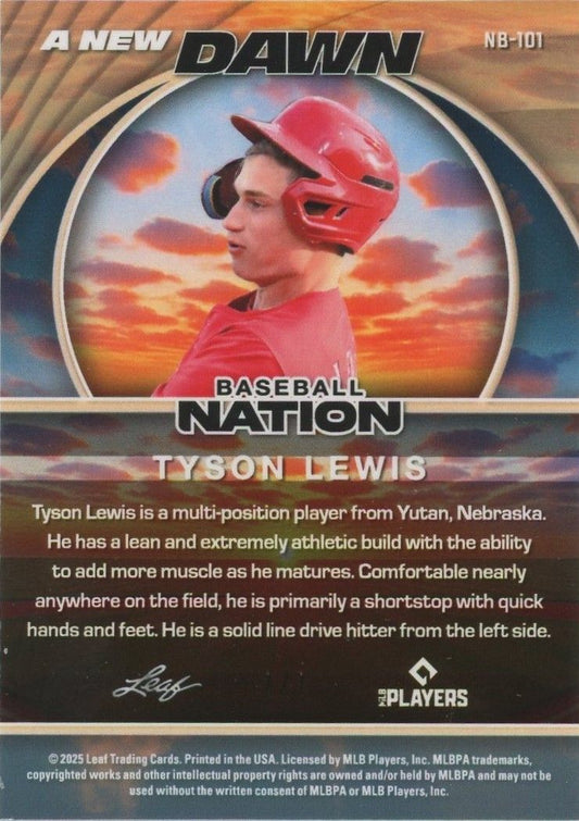 2025 Leaf Baseball Nation Tyson Lewis A New Dawn Black Cracked Ice #1/1 #NB-101
