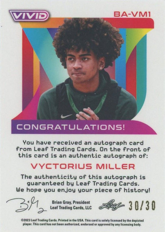 Vyctorius Miller 2022-23 Leaf Vivid Blue #30/30 #BA-VM1
