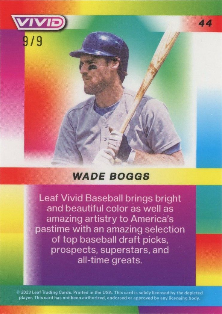 2023 Leaf Vivid Baseball Wade Boggs Silver Cracked Ice #9/9 #44