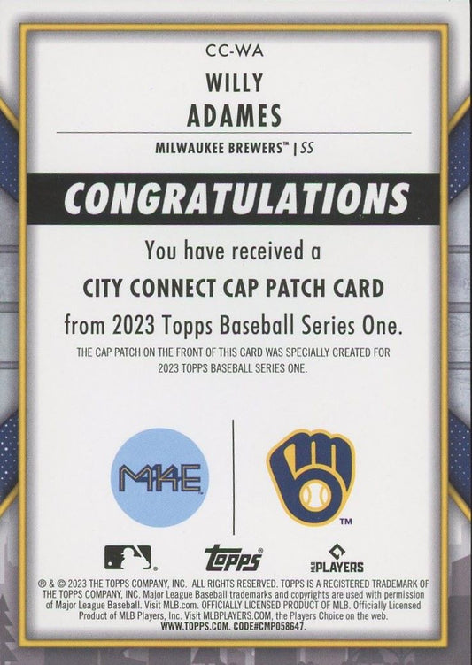 Willy Adames 2023 Topps City Connect Patch #CC-WA Brewers