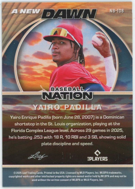 2025 Leaf Baseball Nation Yairo Padilla A New Dawn Black #1/1 #NB-108