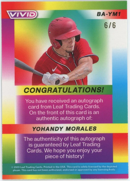 2023 Leaf Vivid Baseball Yohandy Morales White Mojo XRC Auto #6/6 #BA-YM1