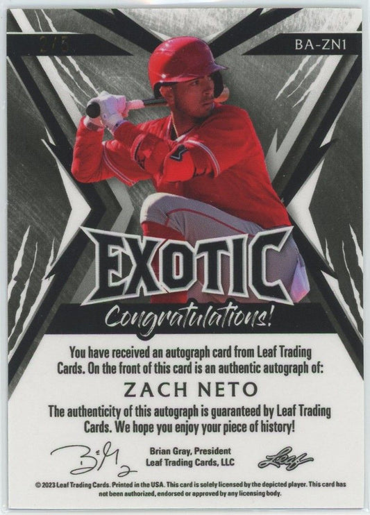2023 Leaf Exotic Baseball Zach Neto Giraffe #2/5 #BA-ZN1
