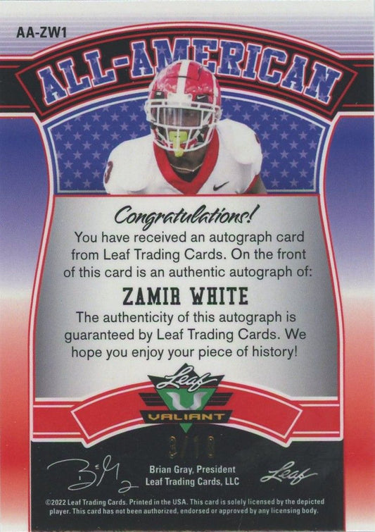 Zamir White 2022 Leaf Valiant All-American Auto Blue #3/10 #AA-ZW1