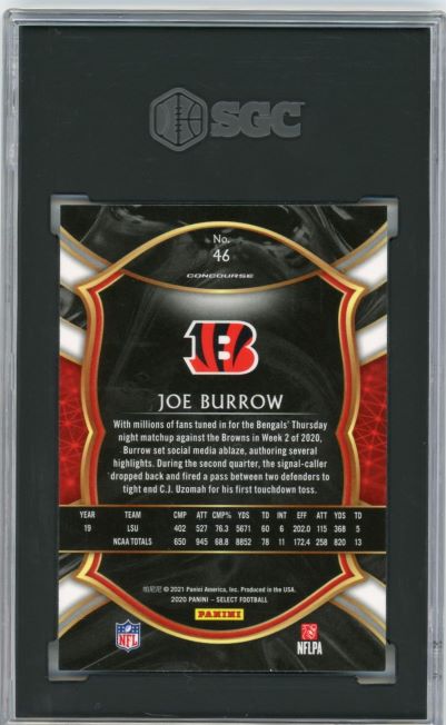 2020 Panini Select Concourse Joe Burrow Rookie #46 SGC 9.5
