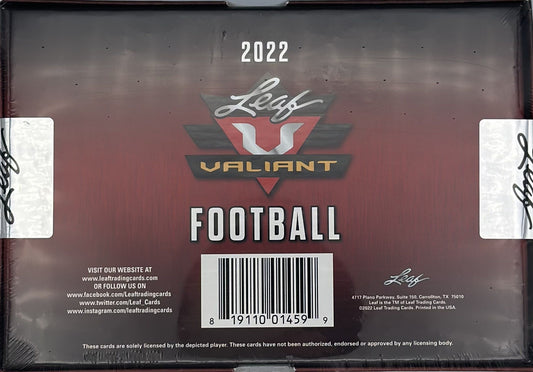 2022 Leaf Valiant Football Hobby Box 8 Autographs per Box