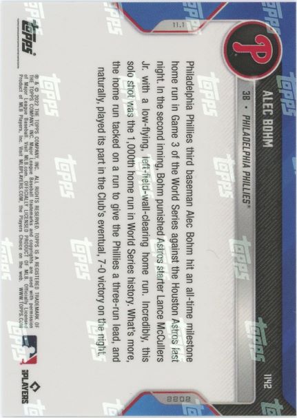 2022 Topps Now Alec Bohm World Series #1142