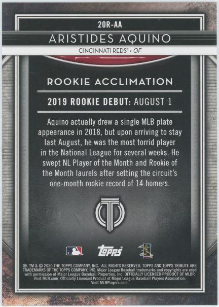 2020 Topps Tribute Aristides Aquino Jumbo 5X7 Rookie #/49