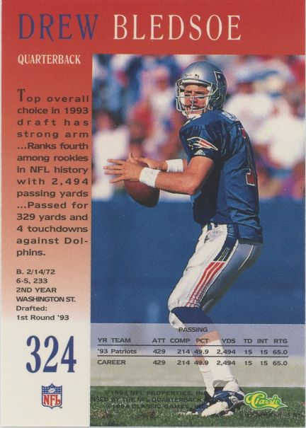 1994 Classic Drew Bledsoe Pro Line Live #324