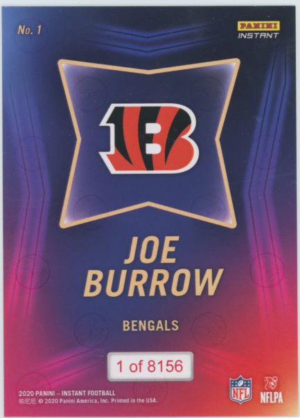 2020 Panini Instant Joe Burrow Rookie 1/8156 #1