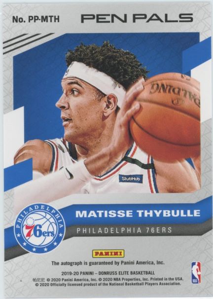 2019-20 Panini Elite Matisse Thybulle Auto Pen Pals Rookie # /99