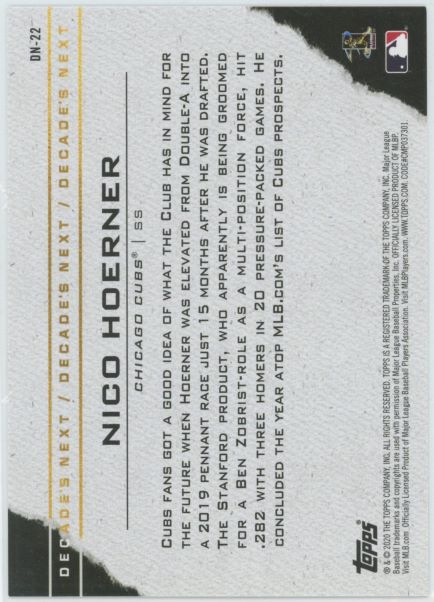 2020 Topps Nico Hoerner Decade's Next #DN-22
