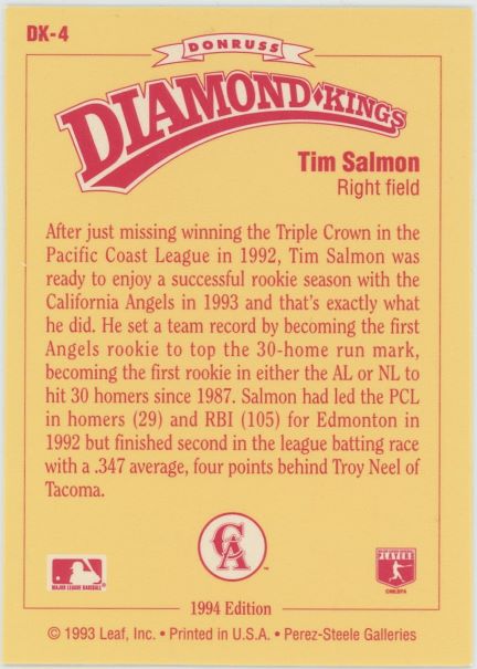 1994 Donruss Tim Salmon Diamond Kings #DK4
