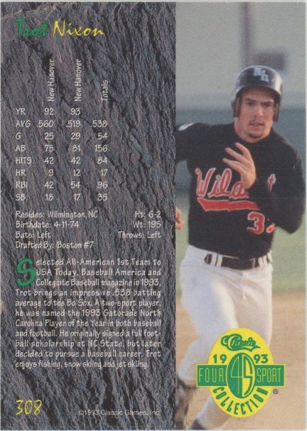 1993 Classic Trot Nixon Four Sport #308