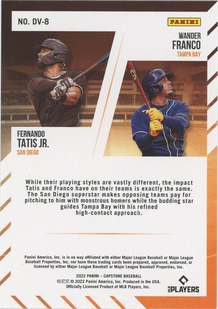 2022 Panini Capstone Fernando Tatis Jr./ Wander Franco Deja Vu Rookie #8