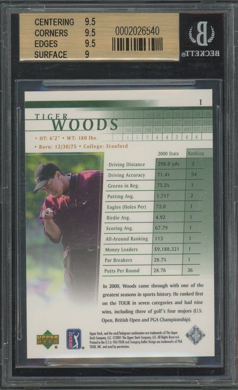 Tiger Woods 2001 Upper Deck #1 BGS 9.5