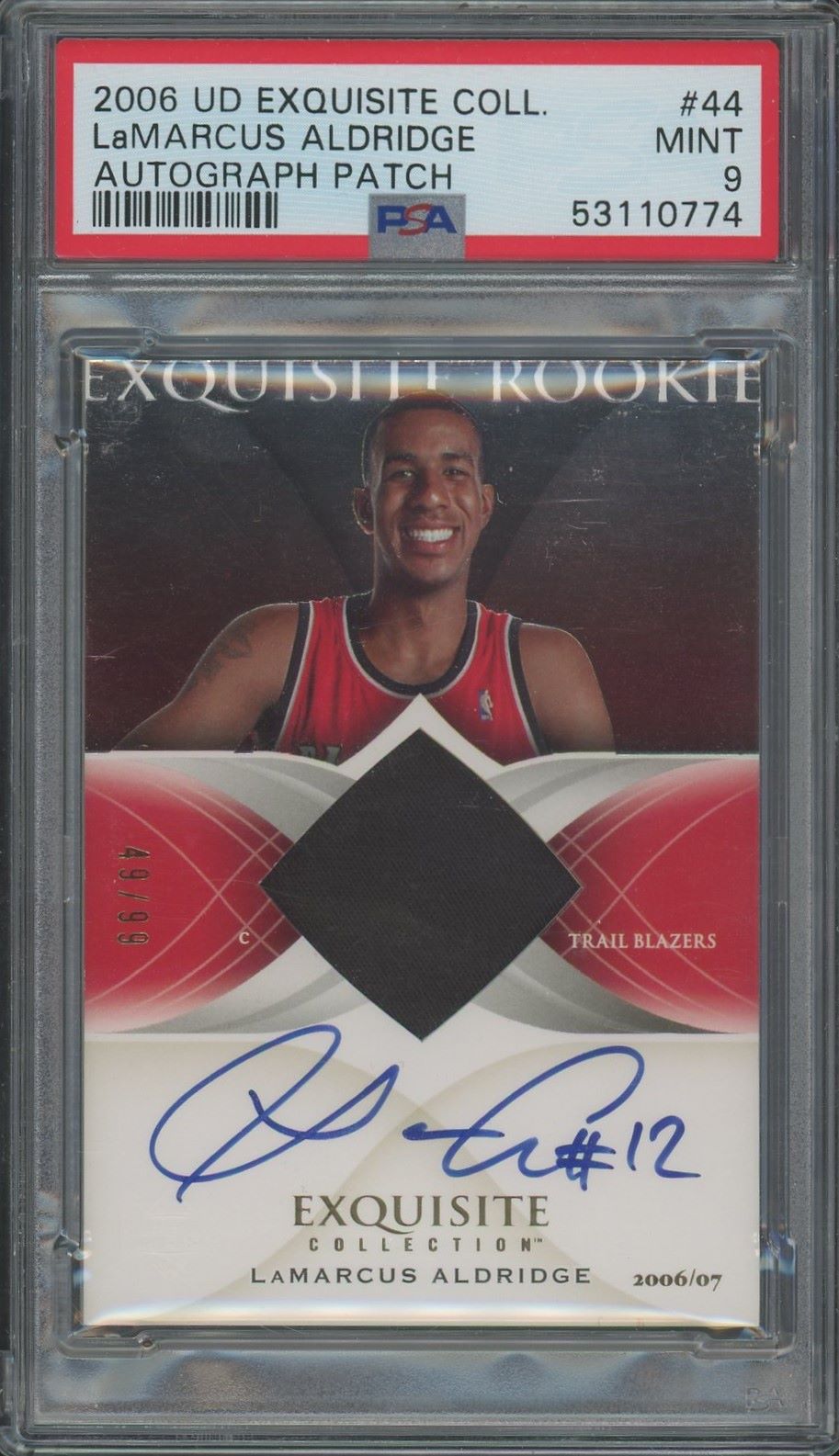 2006 UD LaMarcus Aldridge Exquisite Collection RPA Rookie Patch Auto RC #/99 #44