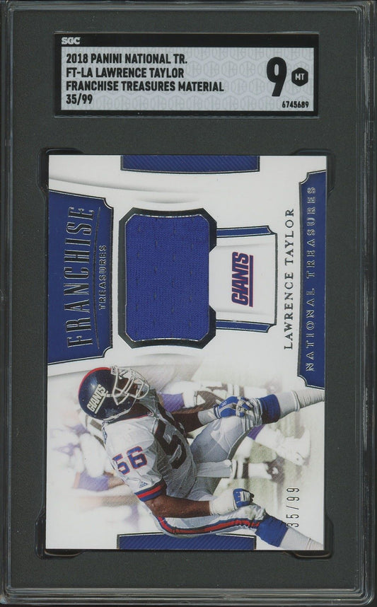 2018 Panini National Treasures Franchise Lawrence Taylor Treasures Materials #FT-LA #35/99 SGC 9