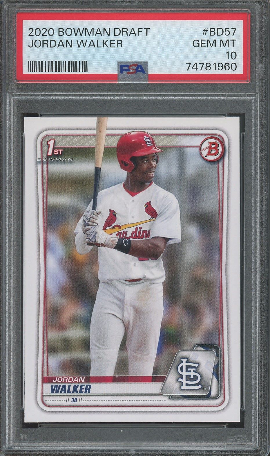 2020 Bowman Draft Jordan Walker 1st Bowman #BD57 PSA 10