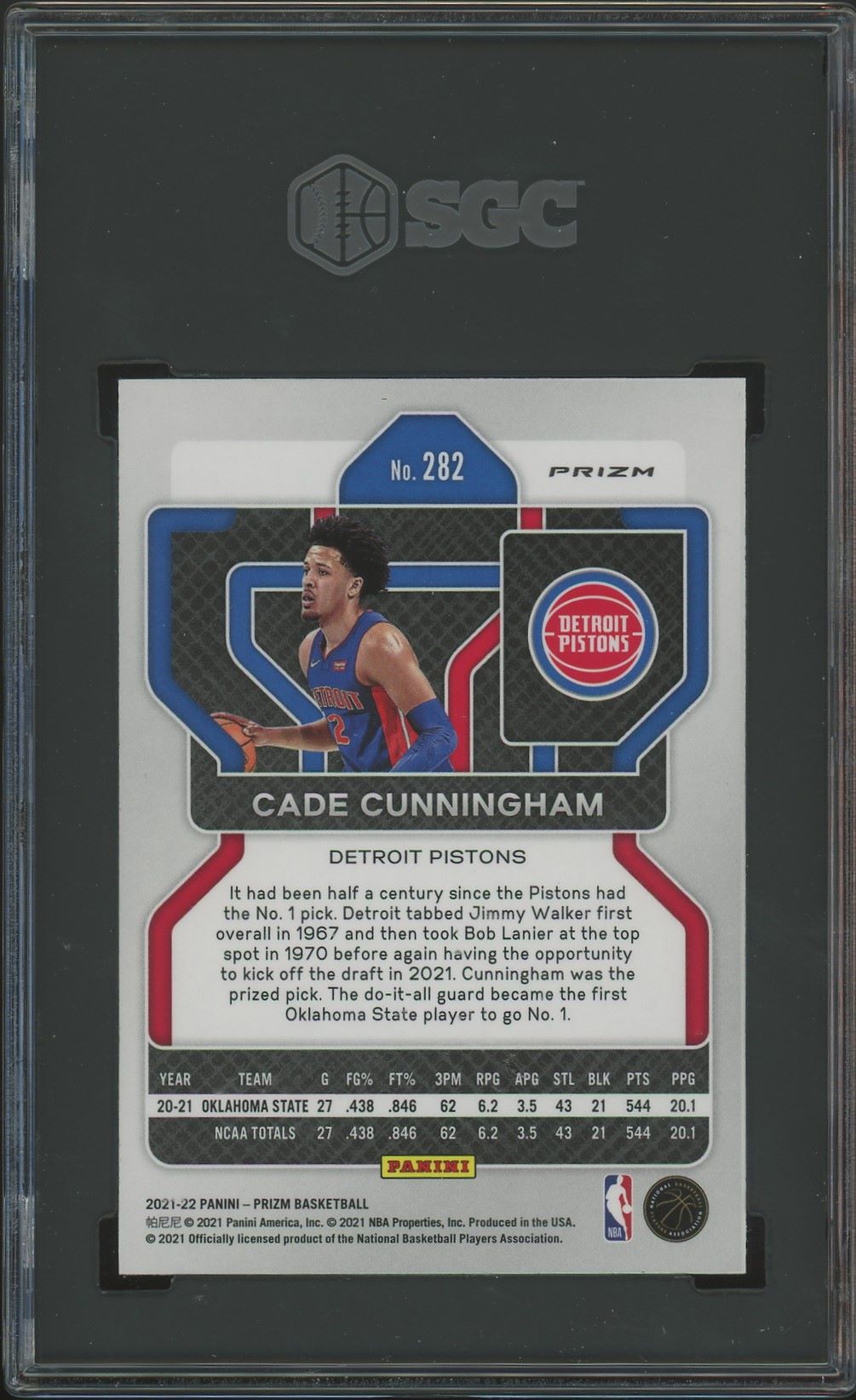 2021-22 Panini Prizm Cade Cunningham Red/White/Blue Rookie #282 SGC 9.5