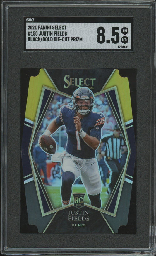 2021 Panini Select Football Justin Fields Black Gold Die Cut RC #150 SGC 8.5