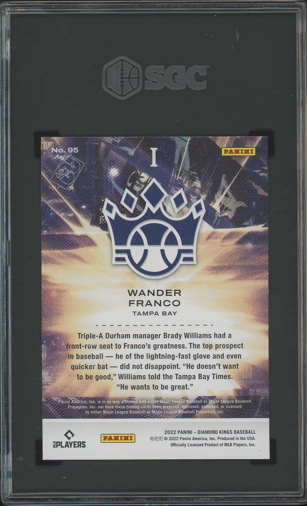 2022 Panini Diamond Kings Wander Franco Rookie #95 SGC 9.5