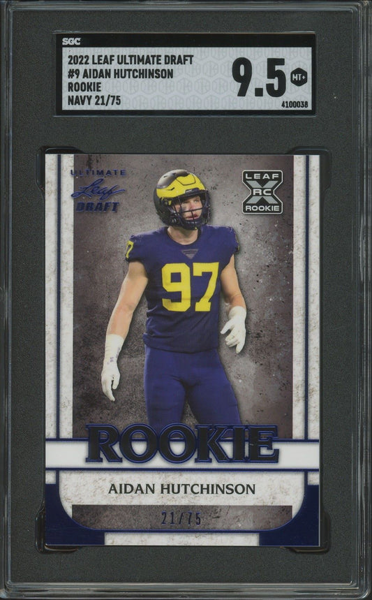 2022 Leaf Ultimate Draft Aidan Hutchinson Rookie Navy Spectrum #/75 #6 SGC 9.5