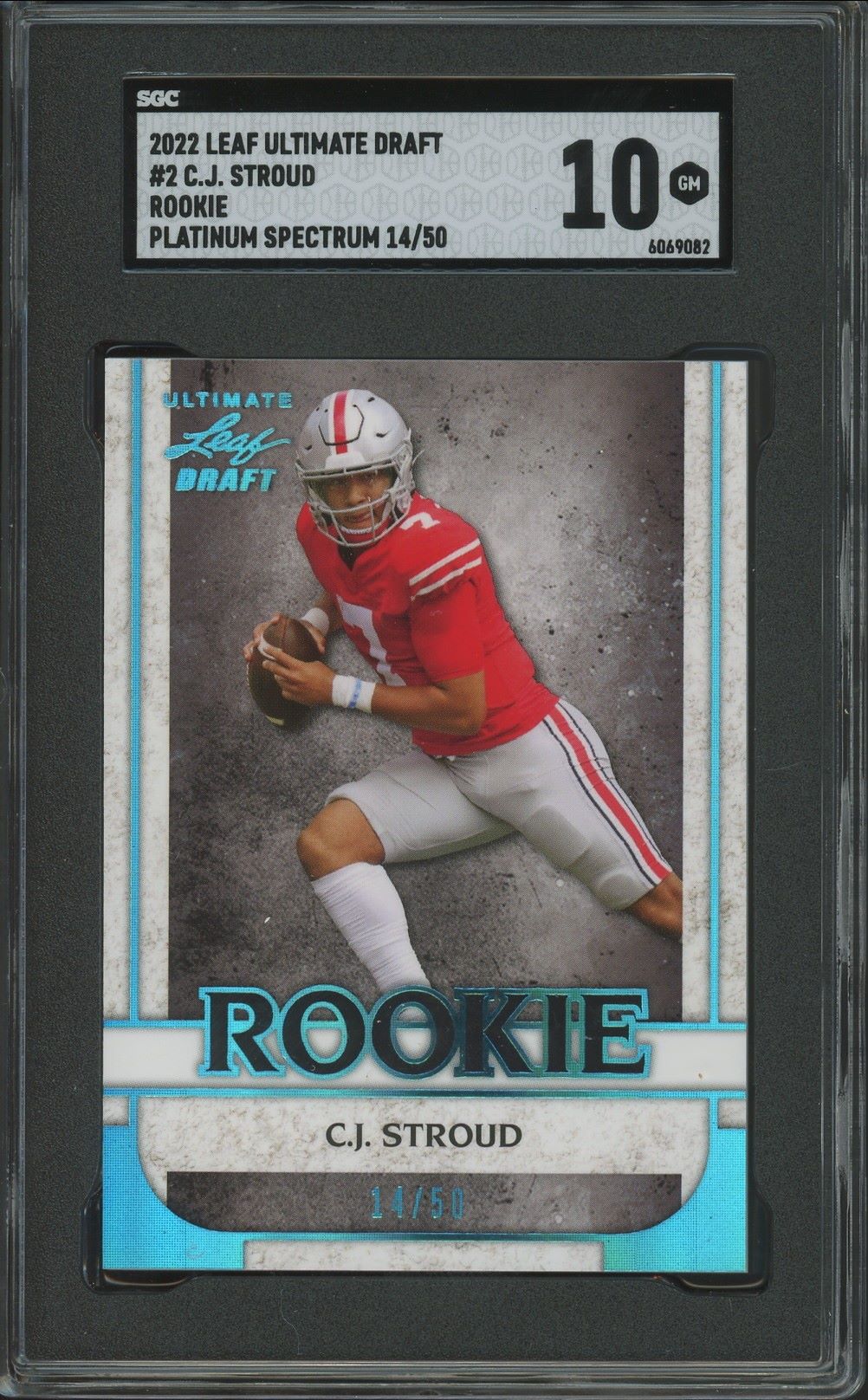 2022 Leaf Ultimate Draft CJ Stroud Rookies Platinum Spectrum #/50 #2 SGC 10