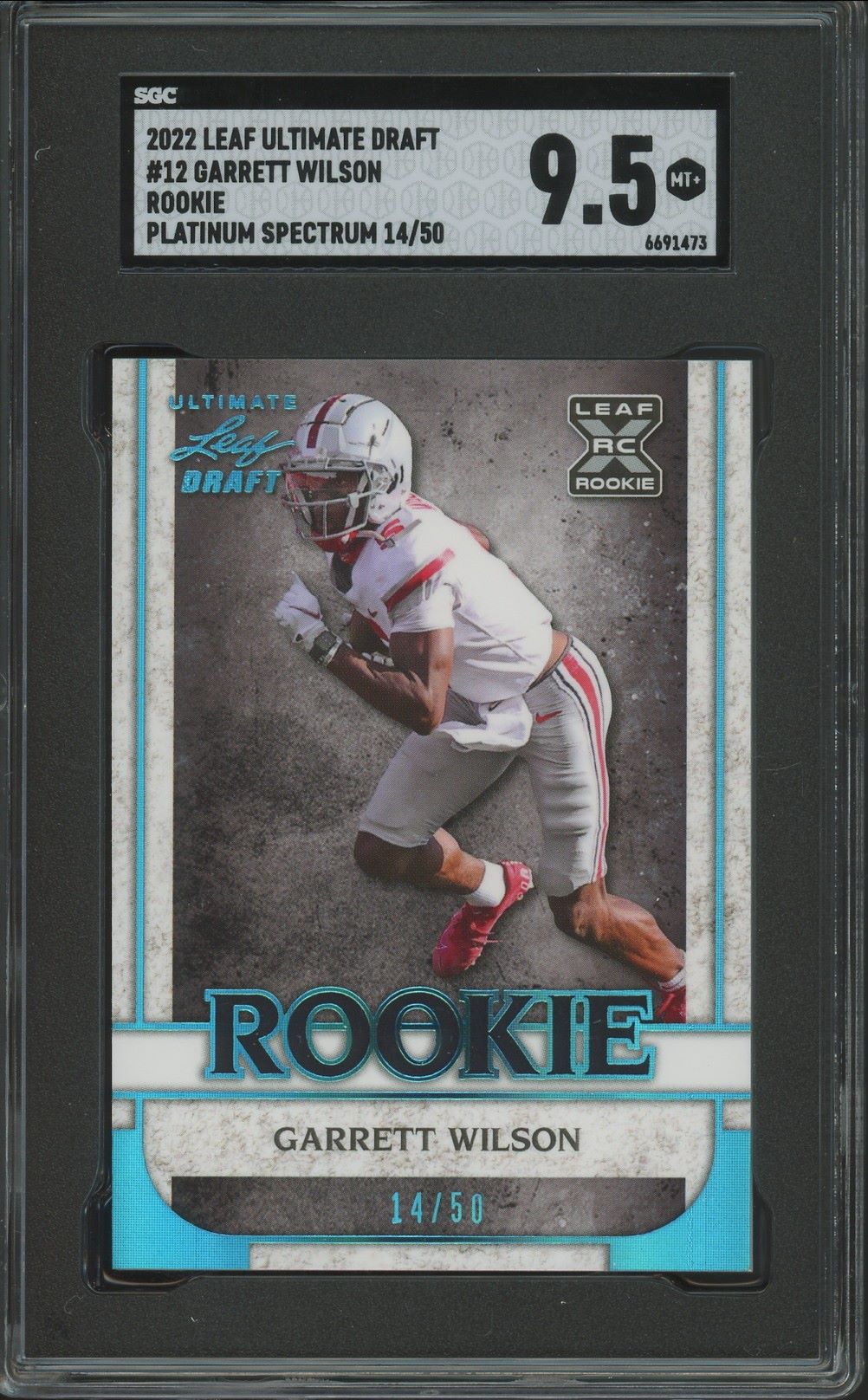 2022 Leaf Ultimate Draft Garrett Wilson Rookie #/50 #12 SGC 9.5