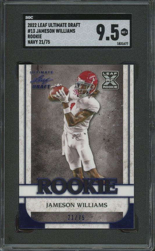 2022 Leaf Ultimate Draft Jameson Williams Rookies Navy Spectrum #/75 #13 SGC 9.5