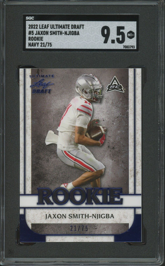 2022 Leaf Ultimate Draft Rookie Jaxon Smith-Njigba Navy Spectrum #/75 #5 SGC 9.5