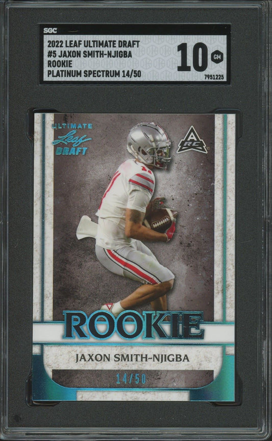 2022 Leaf Ultimate Draft Jaxon Smith-Njigba Rookie Spectrum #/50 #5 SGC 10