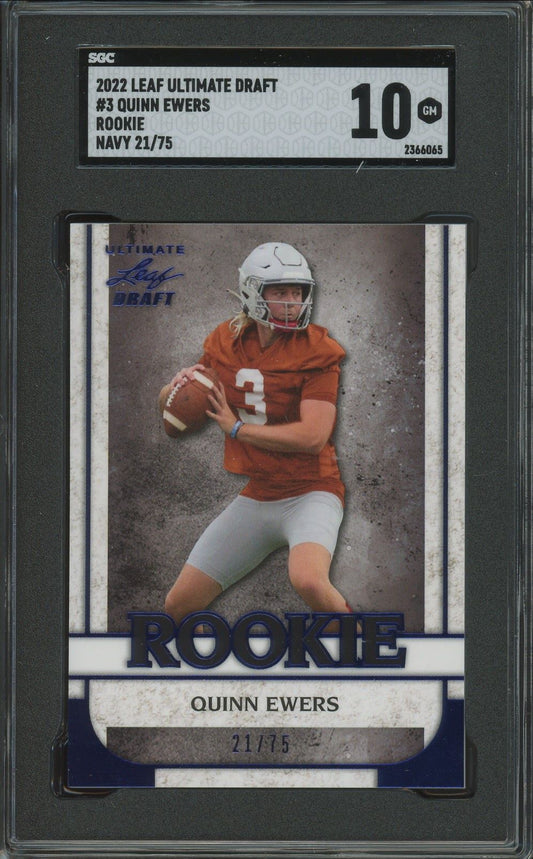 2022 Leaf Ultimate Draft Quinn Ewers Rookies Navy Spectrum #/75 #03 SGC 10