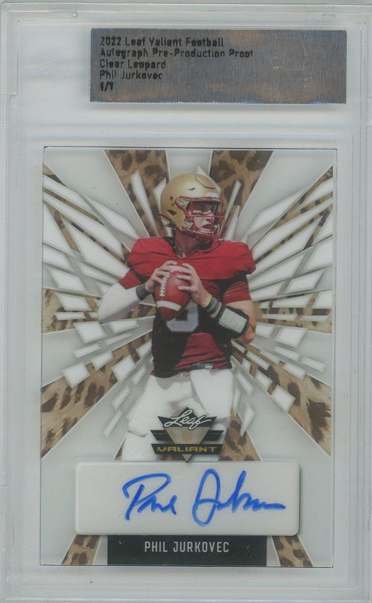 2022 Leaf Valiant Phil Jurkovec Clear Leopard Auto Pre Production #1/1