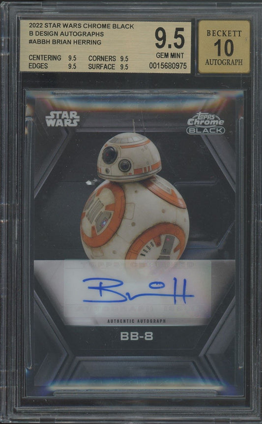 2022 Topps Chrome Black Star Wars Brian Herring BB8 B Design Auto #AB-BH BGS 9.5 Auto 10.