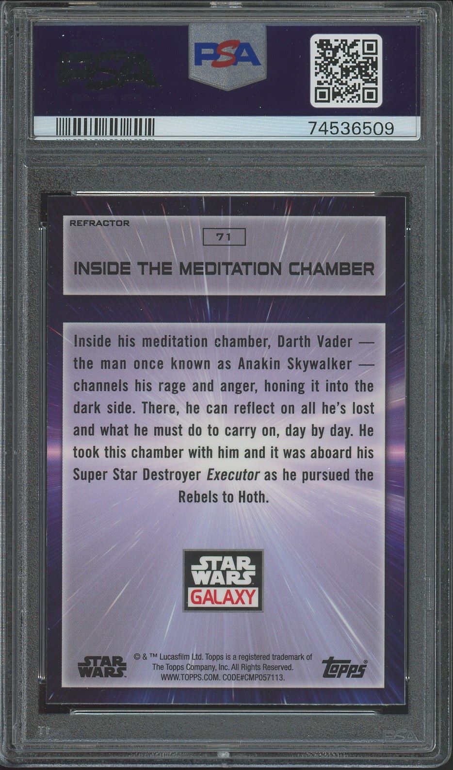 2022 Topps Star Wars Galaxy Inside the Mediation Chamber Refractor #71 PSA 9