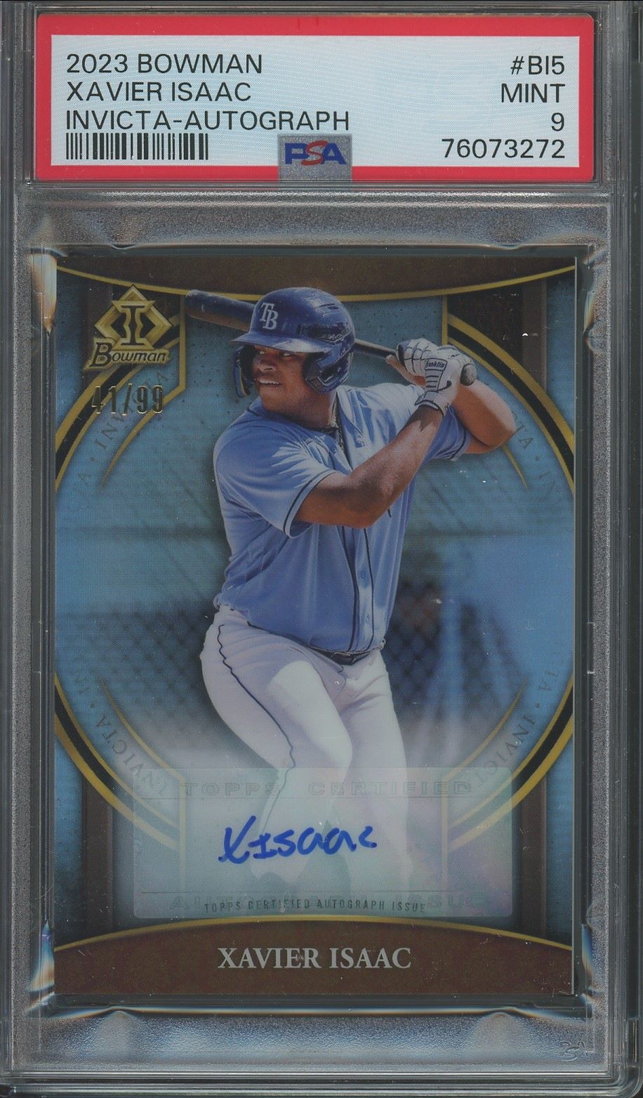 2023 Bowman Xavier Isaac Invicta Autograph Auto Card /99 #BI-5 PSA 9