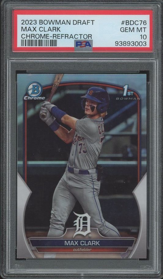 2023 Bowman Draft Max Clark Chrome Refractor PSA 10 #BDC76