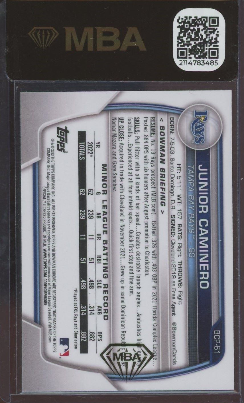 2023 Bowman Chrome Junior Caminero 1st Prospect #BCP-61